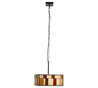 Orsina Rustic Bronze Square Ceiling Light, Multicoloured Glass Pendant Light For Living Room, Textured Shade Orsina Multicolor