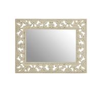 Orsina Rustic Cream Wall Mirror With Floral Frame, Portrait Or Landscape Mounting Mirror, Square Wall Mirror