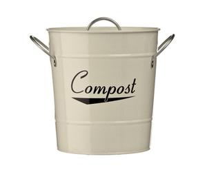 Orsina Rustic Design Cream Compost Bin, Durable Constructed Compost Bin For Kitchen, Convenient Kitchen Compost Bin