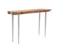 Orsina Rustic Natural Wood Console Table-Silver Finish Hallway Table With Metal Legs-Rectangular Top Couch Table in Silver Orsina Silver