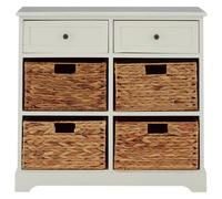 Orsina Rustic Style Ivory 2 Drawers 4 Baskets Cabinet, Compact Design Display Cabinet, Spacious Side Cabinet
