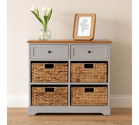 Orsina Rustic Style Two Drawers Four Baskets Cabinet, Compact Design Display Cabinet, Spacious Side Cabinet in Grey Orsina Grey