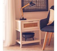 Orsina Rustic White Wood Side Table, Functional Bed Side Table, Ample Storage Space Of Small Lounge Side Table Orsina White