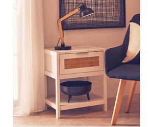 Orsina Rustic White Wood Side Table, Functional Bed Side Table, Ample Storage Space Of Small Lounge Side Table Orsina White
