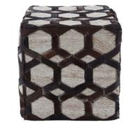 Orsina Safira Genuine Grey Leather Patchwork Pouffe