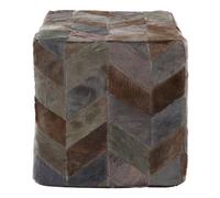 Orsina Safira Grey Leather Chevron Pouffe