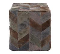 Orsina Safira Grey Leather Chevron Pouffe Orsina Multicolor