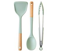 Orsina Sage Green Silicone 3pc Kitchen Set, Non-Scratch Utensils, Includes Turner, Spoon & Tongs, Heat-Resistant Tools Orsina Green