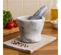 Orsina Salerno Grey Marble Curved Mortar And Pestle, Durable 250Ml Marble Grinder For Kitchen, Non-Porous