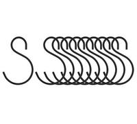 Orsina Set Of 10 Matte Black Hooks, Durable Metal S-Hooks For Hanging Kitchen Utensils Or Accessories, Sleek Matte