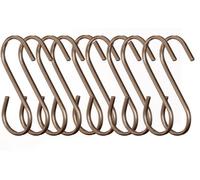 Orsina Set Of 10 Matte Brushed Steel Hooks, Durable Metal S-Hooks For Hanging Kitchen Utensils Or Accessories,
