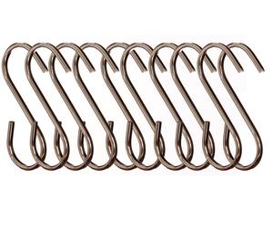 Orsina Set Of 10 Matte Rose Gold Hooks, Durable Metal S-Hooks For Hanging Kitchen Utensils Or Accessories, Sleek in Silver Orsina Silver