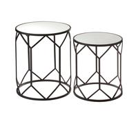 Premier Housewares Set Of 2 Polygonal Frame Tables, black