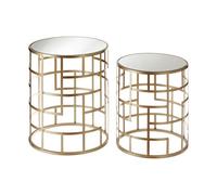Set Of 2 Avantis Champagne Frame Tables Premier Housewares Gold One Size