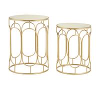 Premier Housewares Set Of 2 Champagne Metal Side Tables, Gold