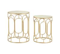 Premier Housewares Set Of 2 Champagne Metal Side Tables, Gold