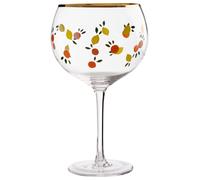 Orsina Set Of 2 Citrus Design Gin Glasses, 2 Balloon Gin Goblets With Gold Trim For G&T, Nice Vintage Glasses in Clear Orsina Clear