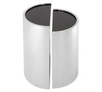 Orsina Set of 2 End Tables With Black Glass Tops, Silver Semi-Circular Settee Tables, Bedside Tables, Small Tables Orsina Silver