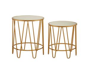 Orsina Set Of 2 Hairpin Design Side Tables,modern Accent Tables,gold Finished Nesting Table,decorative Round Table