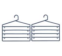 Orsina Set Of 2 Indigo Plastic Trouser Hangers, 4-Tier Loop Design Cloth Hanger, Compact Clothes Rack Organiser