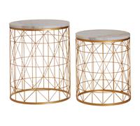 Premier Housewares Set Of 2 Round Side Tables, white