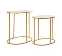 Orsina Set Of 2 Oval Side Tables, Nesting Tables,gold Side Tables With Mirrored Tops,end Tables,luxe Accent Tables