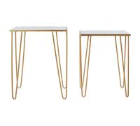 Premier Housewares Set Of 2 Rectangular Bedside Table For Lamp Mirror Tops With Gold Finish Tables For Living Room Modern Metal Frame Table For Sides