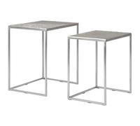Orsina Set Of 2 Rectangular Side Tables, Textured Aluminium Table Tops With Nickel Finish Legs, Sleek Nesting Tables
