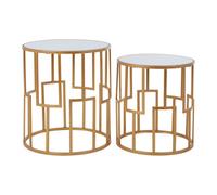 Orsina Set Of 2 Round Side Tables,home Decor Accent Tables For Settee,small Tables,gold Framed Decorative Tables