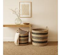 Orsina Set of 2 Seagrass Baskets with Black Stripes, Striped Storage Baskets, Distinctive Decorative Baskets in Natural Orsina Natural