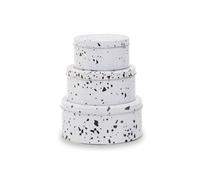 Orsina Set Of 3 Cake Storage Tins, Stylish Nesting Tins With Colourful Speckle Design & Lids, Ideal For Storing in White Orsina White