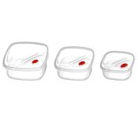 Orsina Set of 3 Clear Plastic Storage Containers, Plastic Containers with Lid Steam Vents, Insulated Containers in White Orsina White