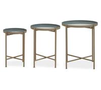 Orsina Set Of 3 Modern Side Tables, Grey & Gold Metal End Tables, Gold Side Tables, Side Tables For Living Room