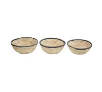 Orsina Set Of 3 Palm Leaf Baskets With Black Trim
