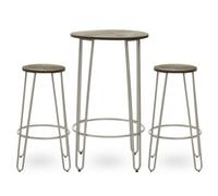 Set of 3 Metal Frame Bar Table Stool Set , Hairpin Stool for Kitchen Counter, Elm Wood Metal Frame Stool Premier Housewares Medium Beige One Size