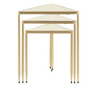 Premier Housewares Set Of 3 Rectangular Bedside Table For Lamp Mirror Tops With Champagne Finish Tables For Living Room Modern Metal Frame Table For Sides With Geometric Frame w46 x d40 x h55cm