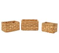 Orsina Set Of 3 Water Hyacinth Natural Storage Baskets, Natural Woven Storage Baskets For Home Usage