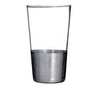 Orsina Set of 4 Crystal High Ball Glasses, 370ml Ribbed Highball Glassware, Patterned Highball Drinking Glasses in Silver Orsina Silver