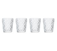 Orsina Set Of 4 Glass Tumblers, Antique-Style Embossed Lowball Glasses, Traditional Diamond-Cut Beverage Glasses in Clear Orsina Clear