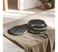 Round Coasters, Marble, Grey, Set of 4
