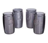 Orsina Set of 4 Grey Ribbed Glass Tumblers, Stylish Set of 4 Glasses, Ribbed Glassware Set, Grey Drinking Glasses Orsina Grey