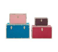 Orsina Set Of 4 Multicoloured Square Trunks, Lightweight And Durable Modern Storage Trunks, Wooden Storage Trunks