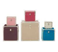 Orsina Set of 6 Multicoloured Square Trunks, Lightweight & Durable Modern Storage Trunks, Wooden Storage Trunks Orsina Multicolor