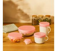 Orsina Set Of 6 Pink Silicone Stretch Lids For Jars,airtight & Leakproof Seals,flexible Covers For Containers