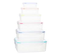 Premier Housewares Set of 6 Rectangular Food Containers | Multicolor Food Boxes with Airtight Lids | Food Prep Storage Containers for Snacks, Food, Dry Ingredients