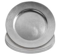 Orsina Set Of Four 33Cm Dia Flat Style Silver Decorative Charger Plates