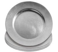 Orsina Set of Four 33cm Dia Flat Style Silver Decorative Charger Plates Orsina Silver