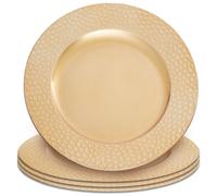 Orsina Set Of Four 33Cm Dia Gold Charger Plates With Hammered Rims