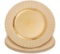 Orsina Set Of Four 33Cm Dia Gold Charger Plates With Octagon Pattern Rim