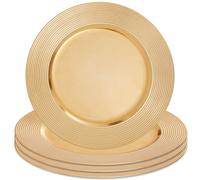Orsina Set Of Four 33Cm Dia Gold Charger Plates With Ribbed Rims